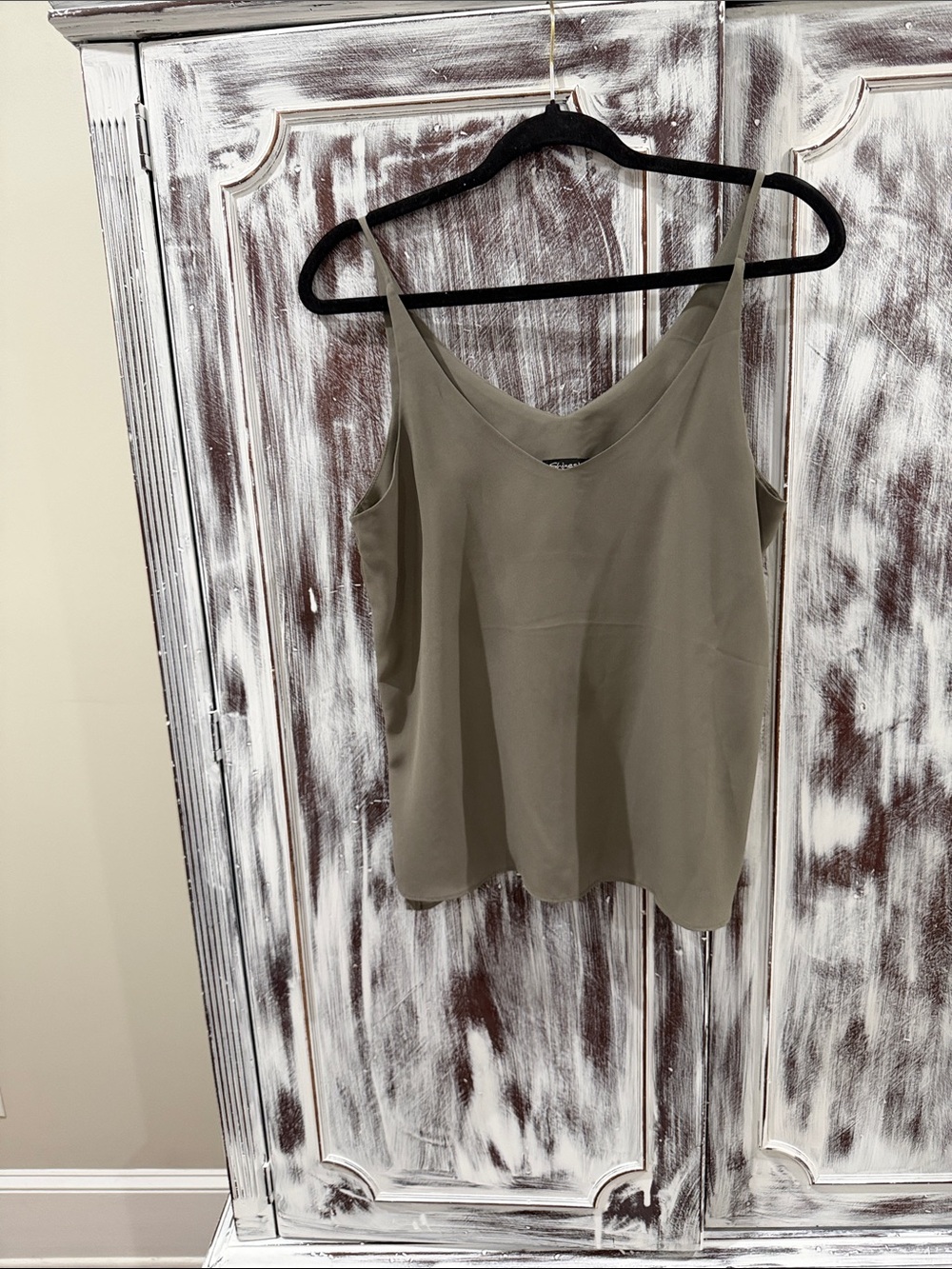 Shinestar Olive Green V-Neck Spaghetti Strap Camisole